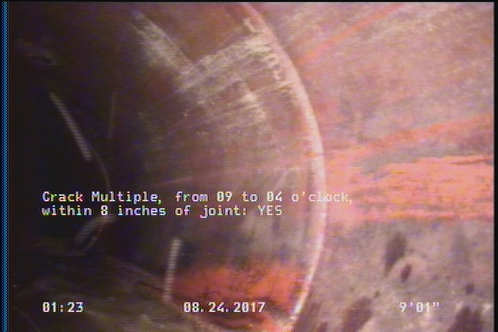 Crack Multiple, from 09 to 04 o'clock, within 8 inches of joint: YES