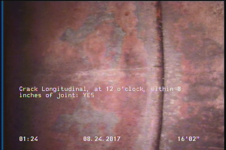 Crack Longitudinal, at 12 o'clock, within 8 inches of joint: YES