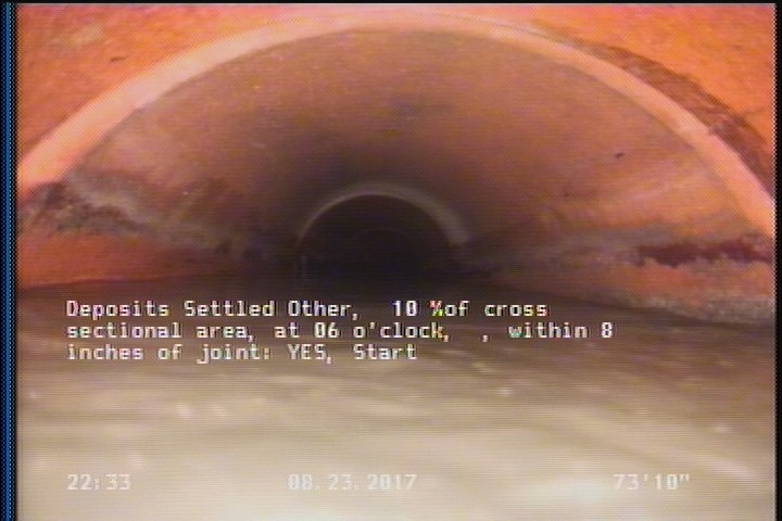 Deposits Settled Other, 10 %of cross sectional area, at 06 o'clock, , within 8 inches of joint: YES, Start