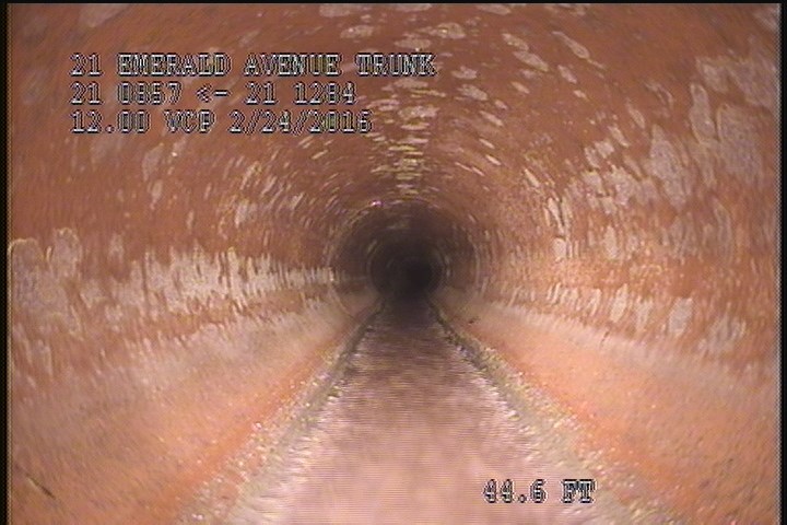 Downstream Manhole, Survey Begins - 1:56 PM, SINKHOLE