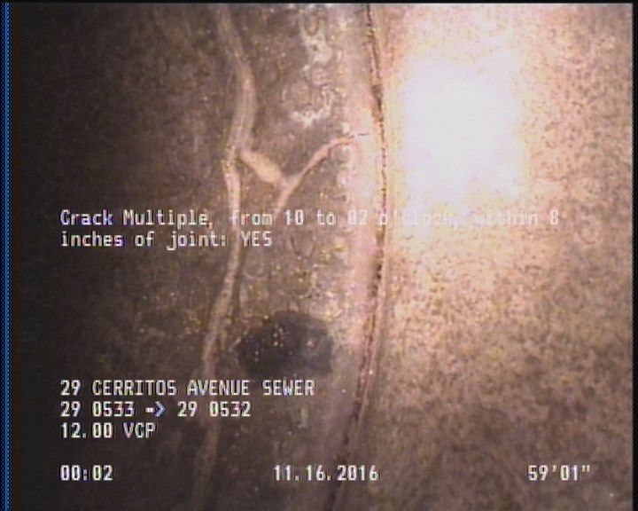 Crack Multiple, from 10 to 02 o'clock, within 8 inches of joint: YES
