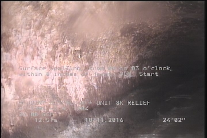 Surface Spalling, from 09 to 03 o'clock, within 8 inches of joint: YES, Start