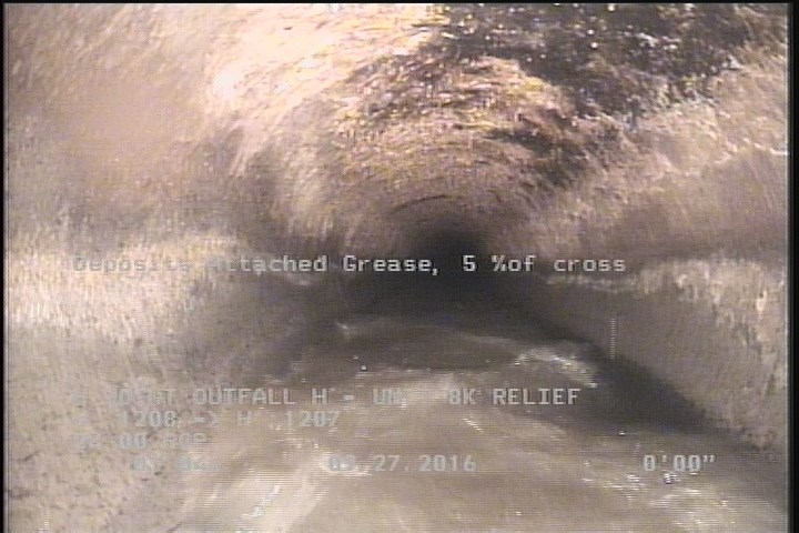 Deposits Attached Grease, 5 %of cross sectional area, from 03 to 09 o'clock, , within 8 inches of joint: YES, Start