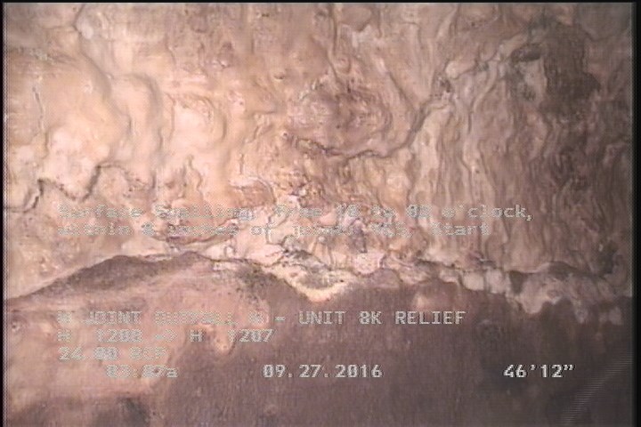 Surface Spalling, from 10 to 02 o'clock, within 8 inches of joint: YES, Start
