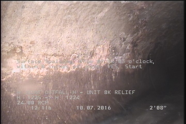 Surface Spalling, from 09 to 03 o'clock, within 8 inches of joint: YES, Start