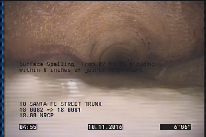 Surface Spalling, from 09 to 03 o'clock, within 8 inches of joint: YES, Start