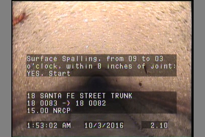 Surface Spalling, from 09 to 03 o'clock, within 8 inches of joint: YES, Start