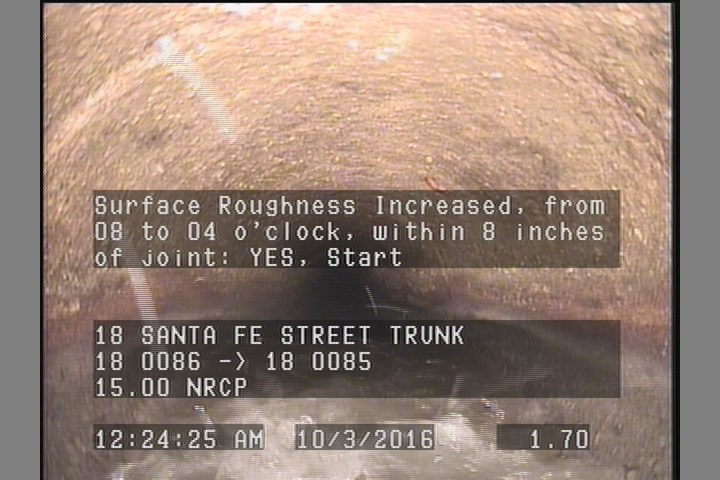 Surface Roughness Increased, from 08 to 04 o'clock, within 8 inches of joint: YES, Start