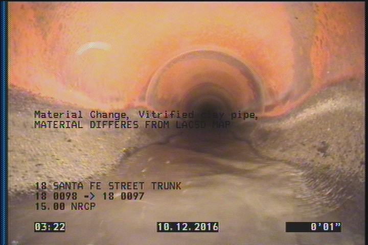 Material Change, Vitrified clay pipe - MATERIAL DIFFERES FROM LACSD MAP
