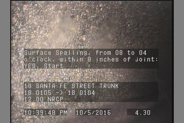 Surface Spalling, from 08 to 04 o'clock, within 8 inches of joint: YES, Start