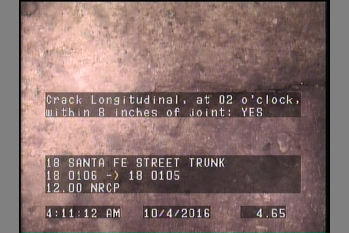 Crack Longitudinal, at 02 o'clock, within 8 inches of joint: YES