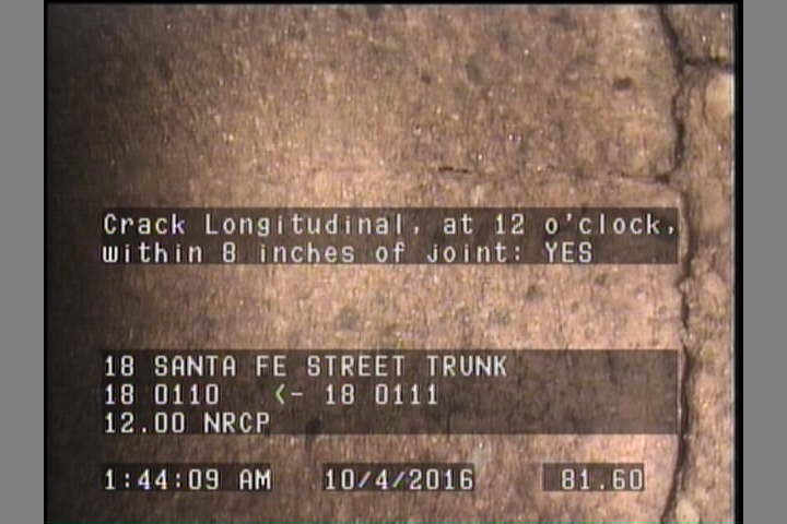 Crack Longitudinal, at 12 o'clock, within 8 inches of joint: YES