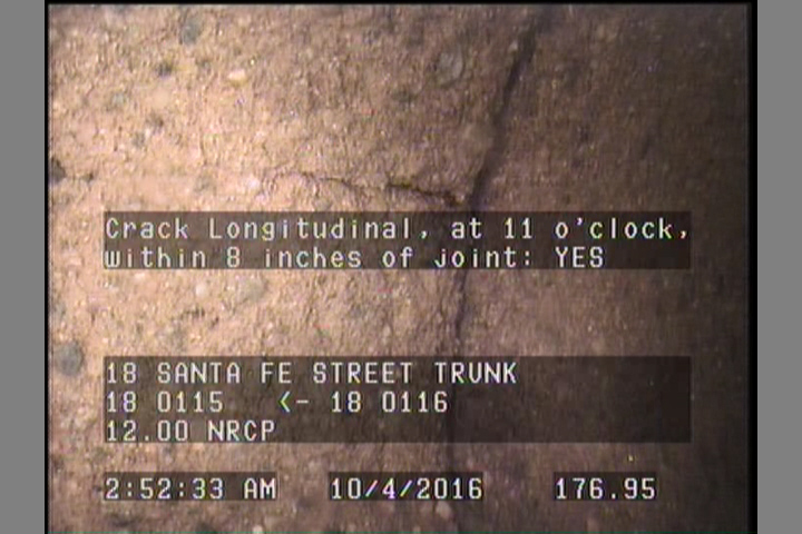 Crack Longitudinal, at 11 o'clock, within 8 inches of joint: YES