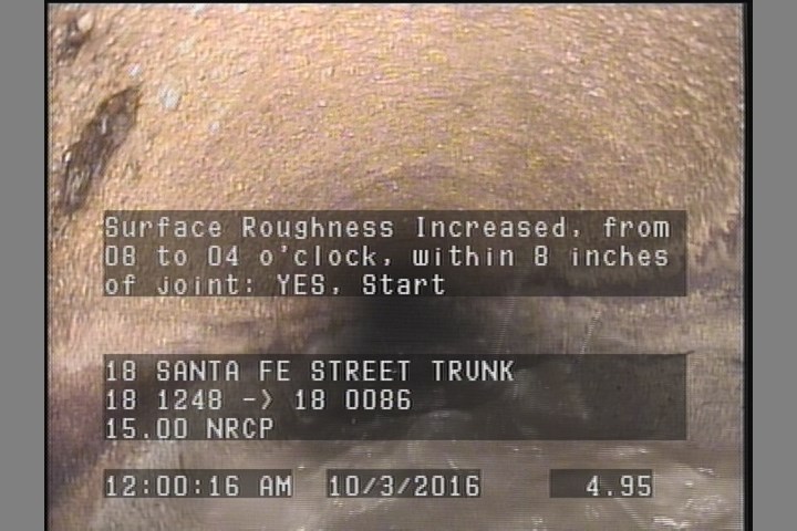 Surface Roughness Increased, from 08 to 04 o'clock, within 8 inches of joint: YES, Start