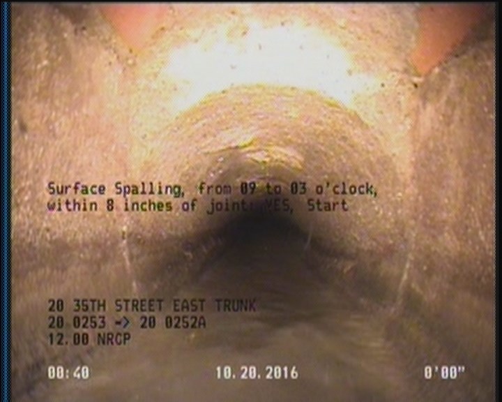 Surface Spalling, from 09 to 03 o'clock, within 8 inches of joint: YES, Start
