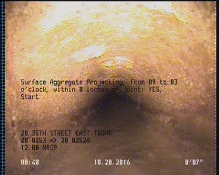 Surface Aggregate Projecting, from 09 to 03 o'clock, within 8 inches of joint: YES, Start