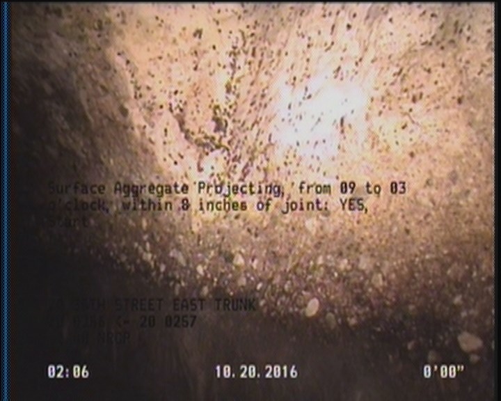 Surface Aggregate Projecting, from 09 to 03 o'clock, within 8 inches of joint: YES, Start