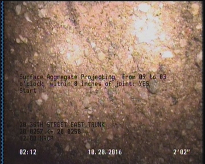 Surface Aggregate Projecting, from 09 to 03 o'clock, within 8 inches of joint: YES, Start