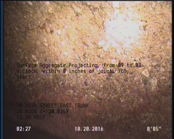 Surface Aggregate Projecting, from 09 to 03 o'clock, within 8 inches of joint: YES, Start