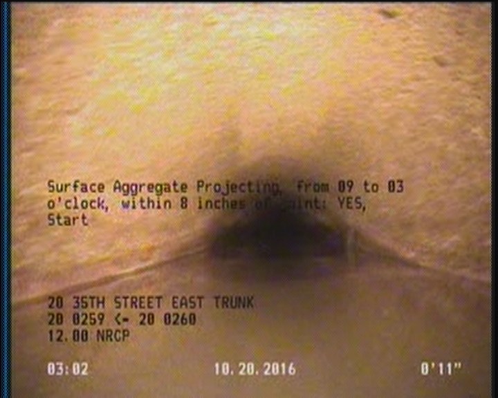Surface Aggregate Projecting, from 09 to 03 o'clock, within 8 inches of joint: YES, Start