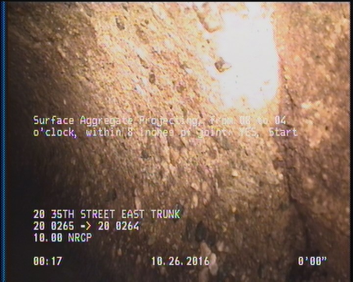 Surface Aggregate Projecting, from 08 to 04 o'clock, within 8 inches of joint: YES, Start