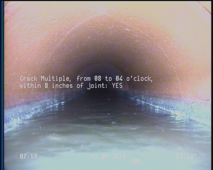 Crack Multiple, from 08 to 04 o'clock, within 8 inches of joint: YES