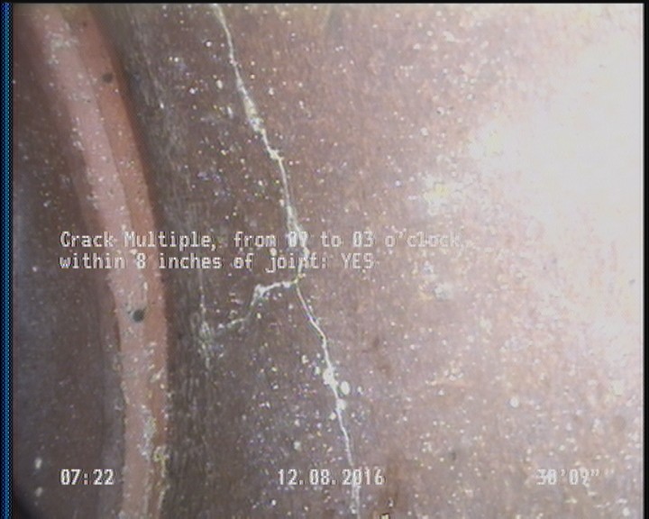 Crack Multiple, from 09 to 03 o'clock, within 8 inches of joint: YES