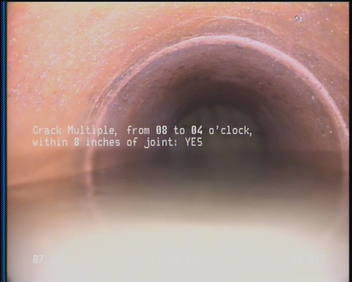 Crack Multiple, from 08 to 04 o'clock, within 8 inches of joint: YES