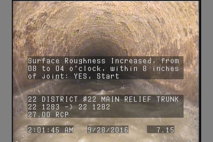 Surface Roughness Increased, from 08 to 04 o'clock, within 8 inches of joint: YES, Start