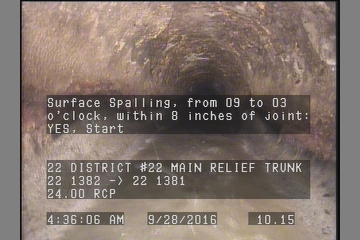 Surface Spalling, from 09 to 03 o'clock, within 8 inches of joint: YES, Start