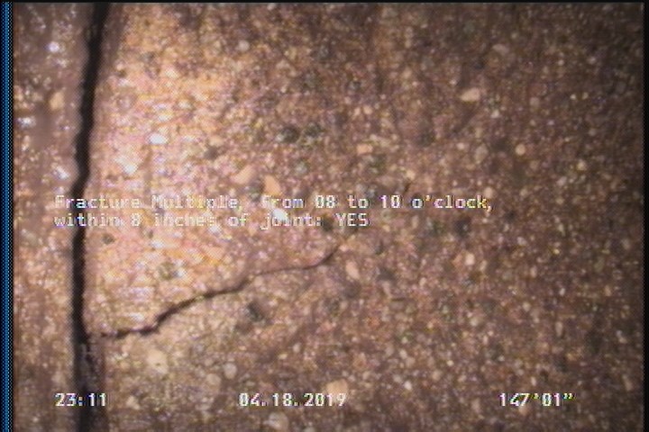 Fracture Multiple, from 08 to 10 o'clock, within 8 inches of joint: YES