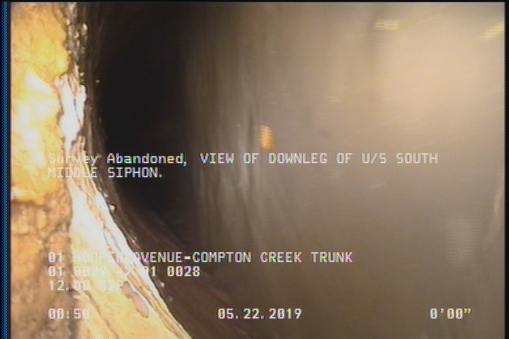 Survey Abandoned - VIEW OF DOWNLEG OF U/S SOUTH MIDDLE SIPHON.