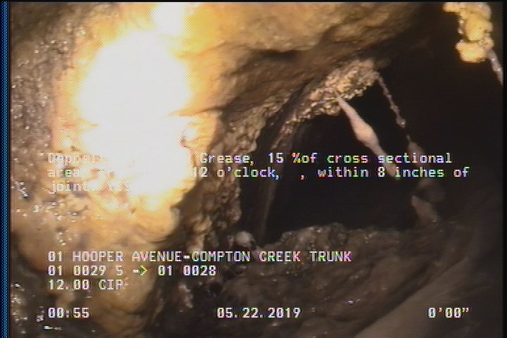Deposits Attached Grease, 15 %of cross sectional area, from 12 to 12 o'clock, , within 8 inches of joint: YES