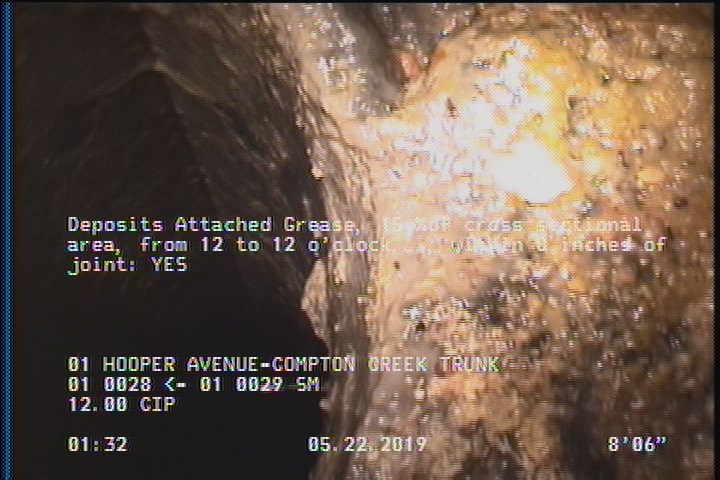 Deposits Attached Grease, 15 %of cross sectional area, from 12 to 12 o'clock, , within 8 inches of joint: YES