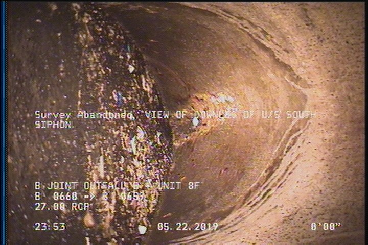 Survey Abandoned - VIEW OF DOWNLEG OF U/S SOUTH SIPHON.