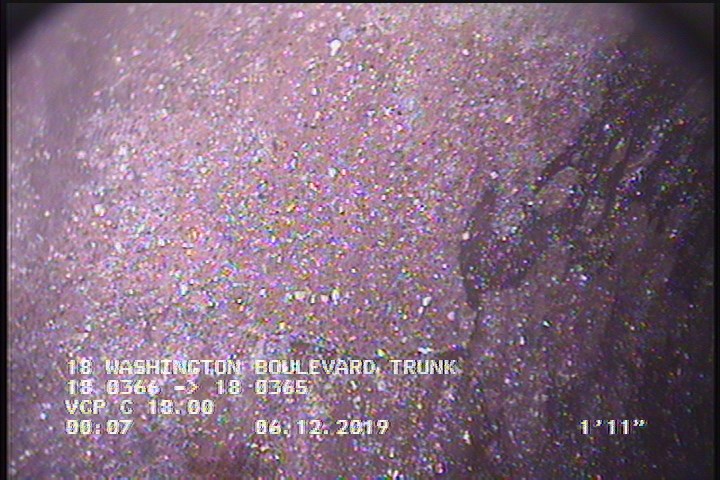 Deposits Attached Encrustation, 5 %of cross sectional area, from 09 to 03 o'clock, , within 8 inches of joint: YES, Start