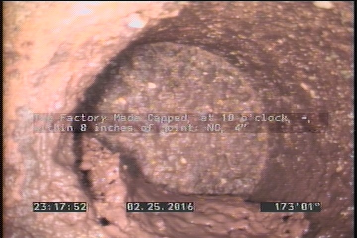 Tap Factory Made Capped, at 10 o'clock, -, within 8 inches of joint: NO, 4"