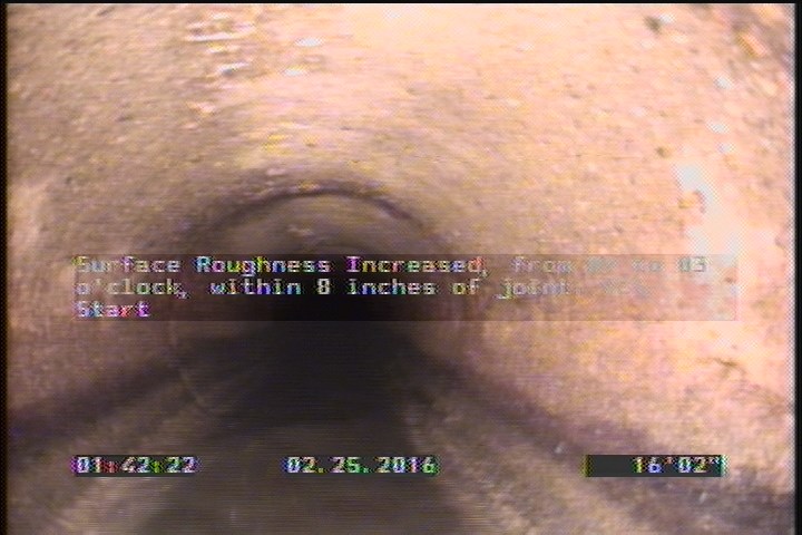 Surface Roughness Increased, from 09 to 03 o'clock, within 8 inches of joint: YES, Start