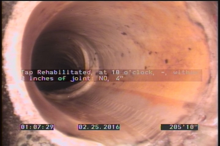 Tap Rehabilitated, at 10 o'clock, -, within 8 inches of joint: NO, 4"