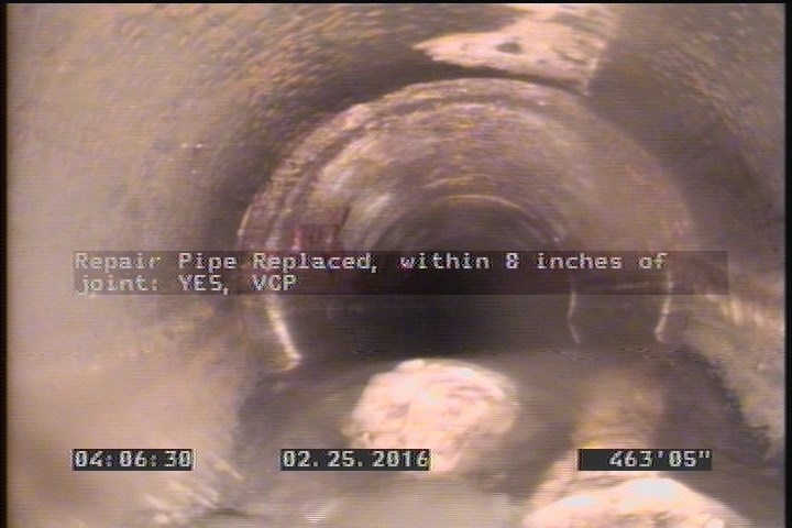 Repair Pipe Replaced, within 8 inches of joint: YES - VCP