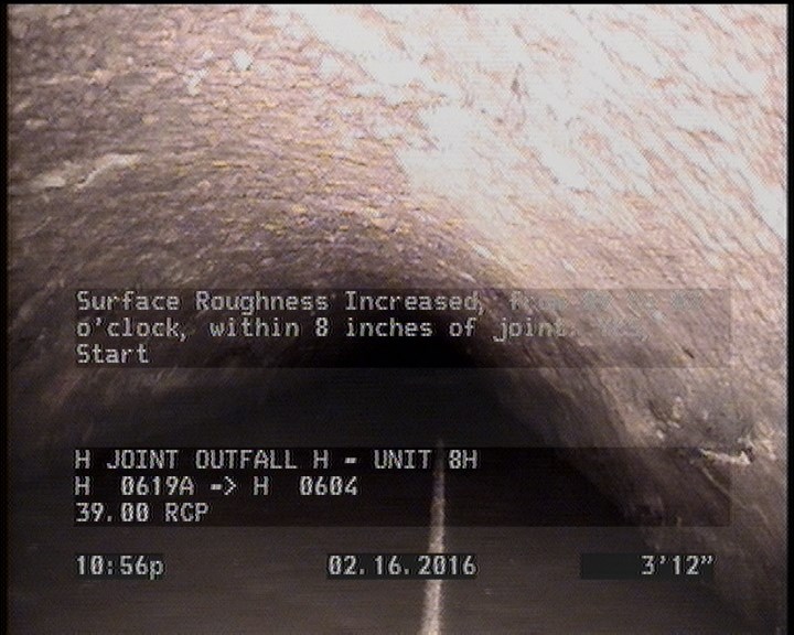 Surface Roughness Increased, from 09 to 03 o'clock, within 8 inches of joint: YES, Start