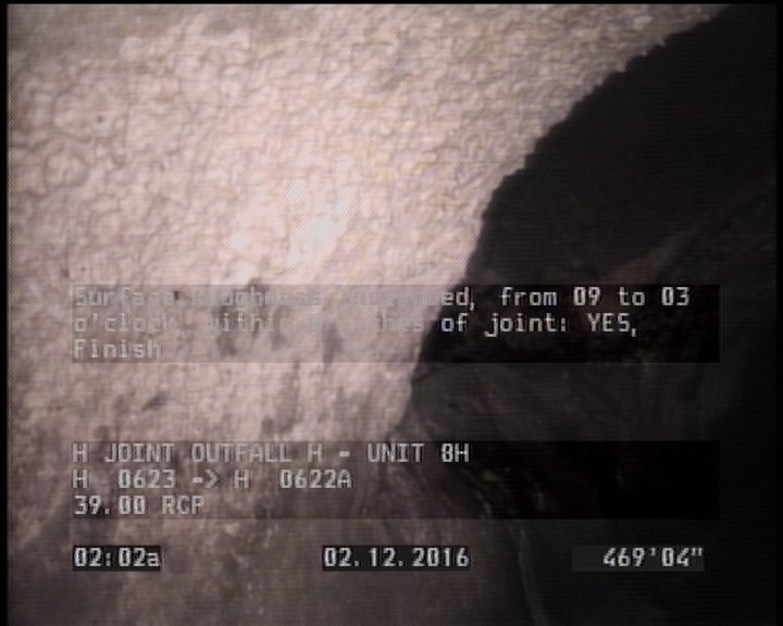 Surface Roughness Increased, from 09 to 03 o'clock, within 8 inches of joint: YES, Finish