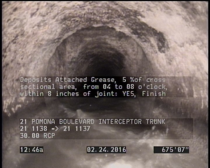 Deposits Attached Grease, 5 %of cross sectional area, from 04 to 08 o'clock, , within 8 inches of joint: YES, Finish