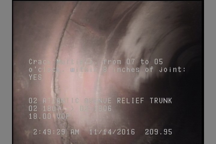 Crack Multiple, from 07 to 05 o'clock, within 8 inches of joint: YES