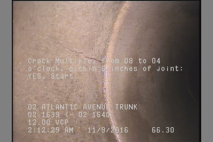 Crack Multiple, from 08 to 04 o'clock, within 8 inches of joint: YES, Start