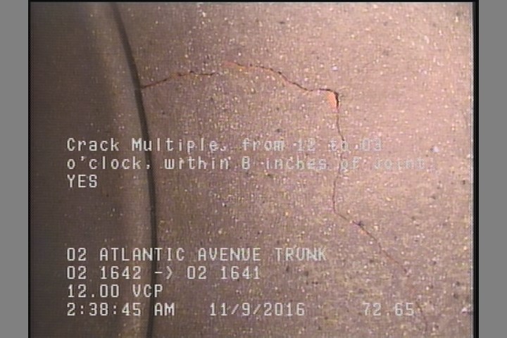 Crack Multiple, from 12 to 03 o'clock, within 8 inches of joint: YES