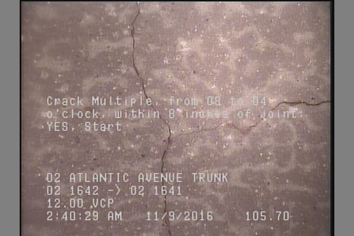 Crack Multiple, from 08 to 04 o'clock, within 8 inches of joint: YES, Start