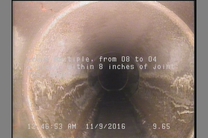 Crack Multiple, from 08 to 04 o'clock, within 8 inches of joint: YES, Start