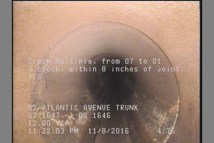 Crack Multiple, from 07 to 01 o'clock, within 8 inches of joint: YES