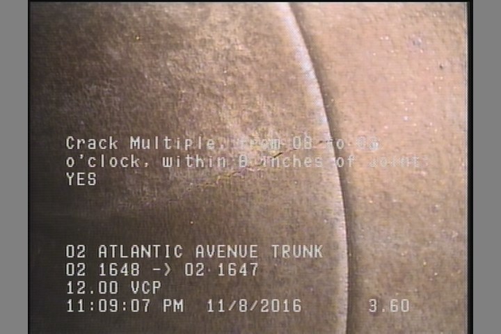 Crack Multiple, from 08 to 03 o'clock, within 8 inches of joint: YES